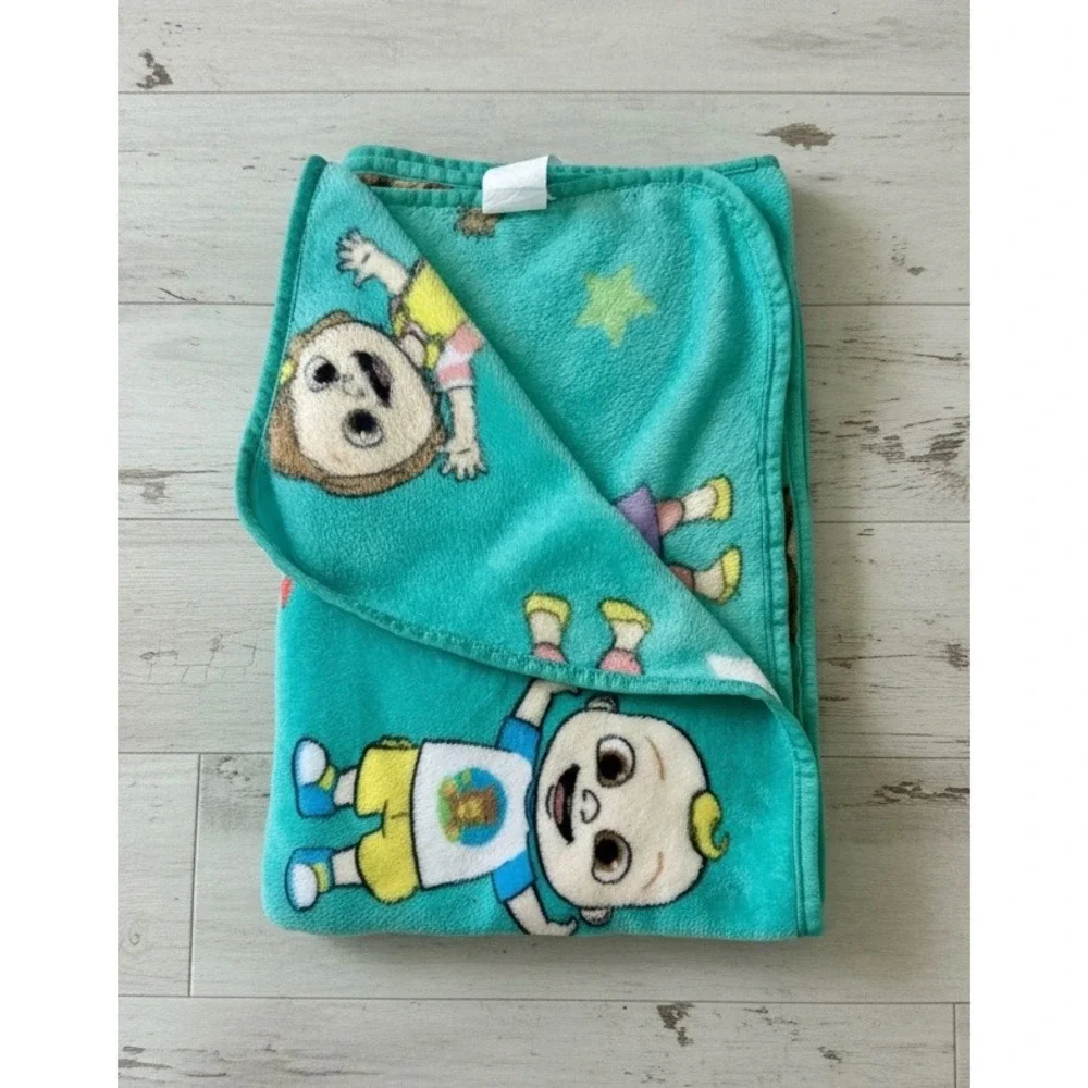 Cocomelon JJ and Friends Teal Fleece Throw Blanket Toddler Bedding Jay Franco